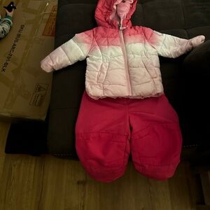 Cat & Jack Pink Gradient Puffer Jacket with Bright Pink Snow Pants